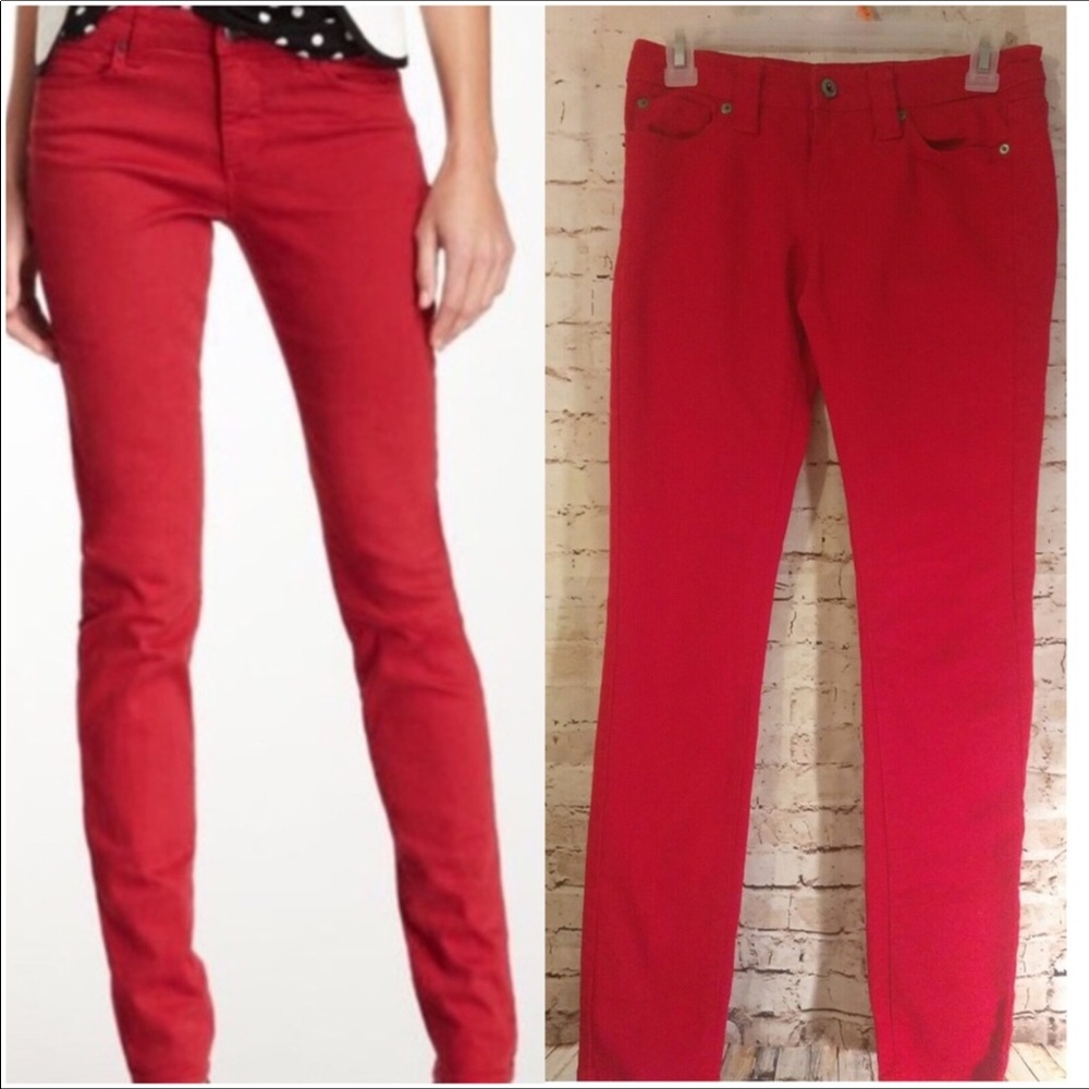 Blue asphalt red skinny jeans size 11